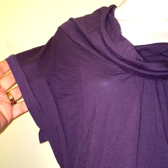 Anthropologie LA Made Purple Cotton Cowl Neck Top-Size Small - Picture 3 of 7